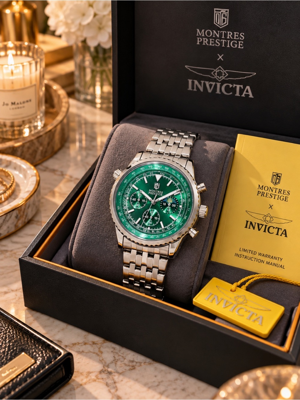 Montres Prestige x Invicta MPW-0316 Green Men’s Watch 44mm NWT